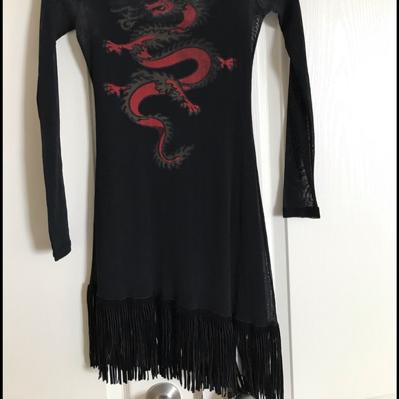 Sheer tunic style fringed dress - Picture 3 of 4